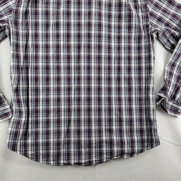 EDDIE BAUER Shirt Men's L/S Casual Button Up Collared Plaid Purple Gray Large - Picture 9 of 12